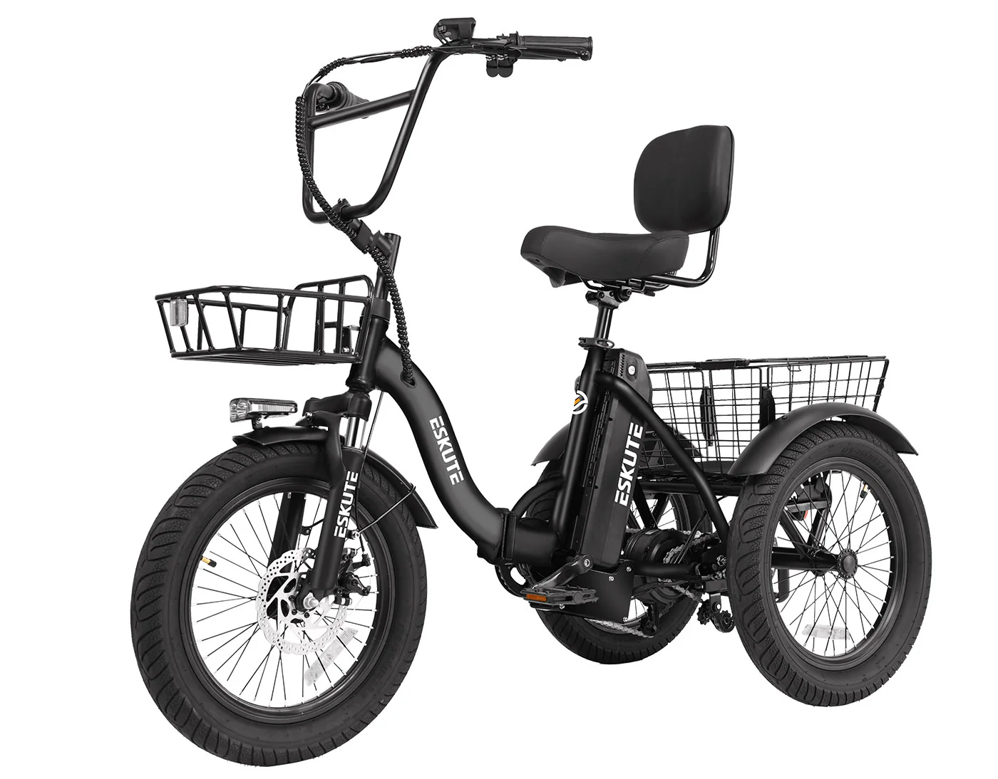 Eskute® T300 Folding Electric Trike - Black / Bike