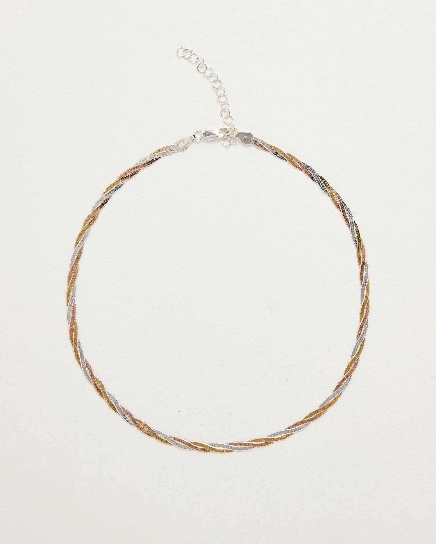Image of Twisted Tricolor Herringbone Chain 14"