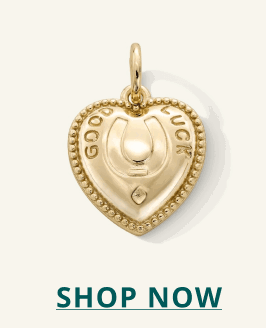 Gold good-luck heart pendant. Click here to shop now