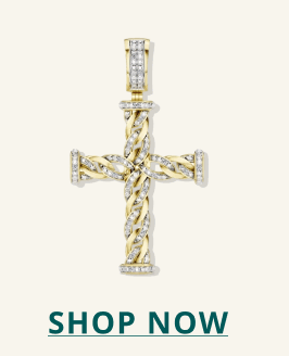 Gold and diamond cross pendant. Click here to shop now