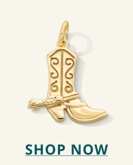 Gold cowboy boots pendant. Click here to shop now