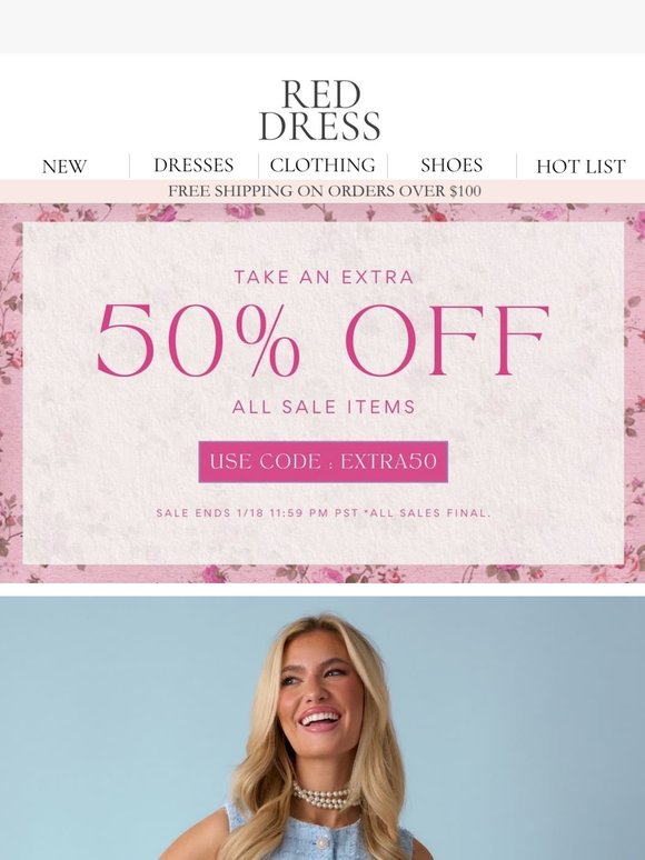 Red Dress Boutique: Extra 50% Off Sale? Say less. | Milled