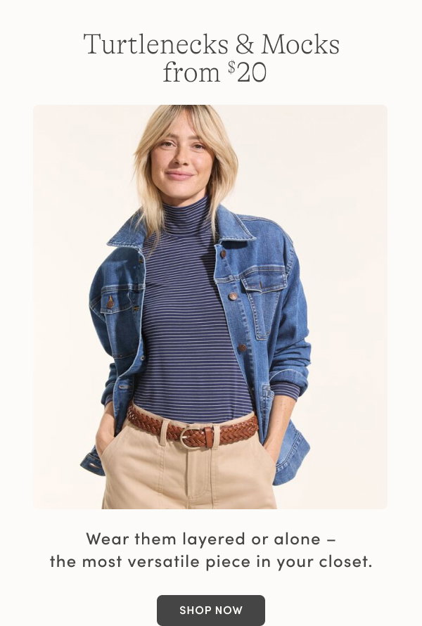 Turtlenecks and Mocks from $20