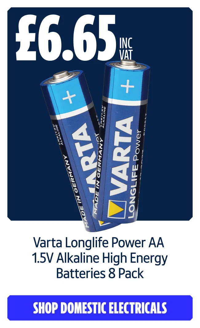 £6.65 INC VAT Varta Longlife Power AA 1.5V Alkaline High Energy Batteries 8 Pack