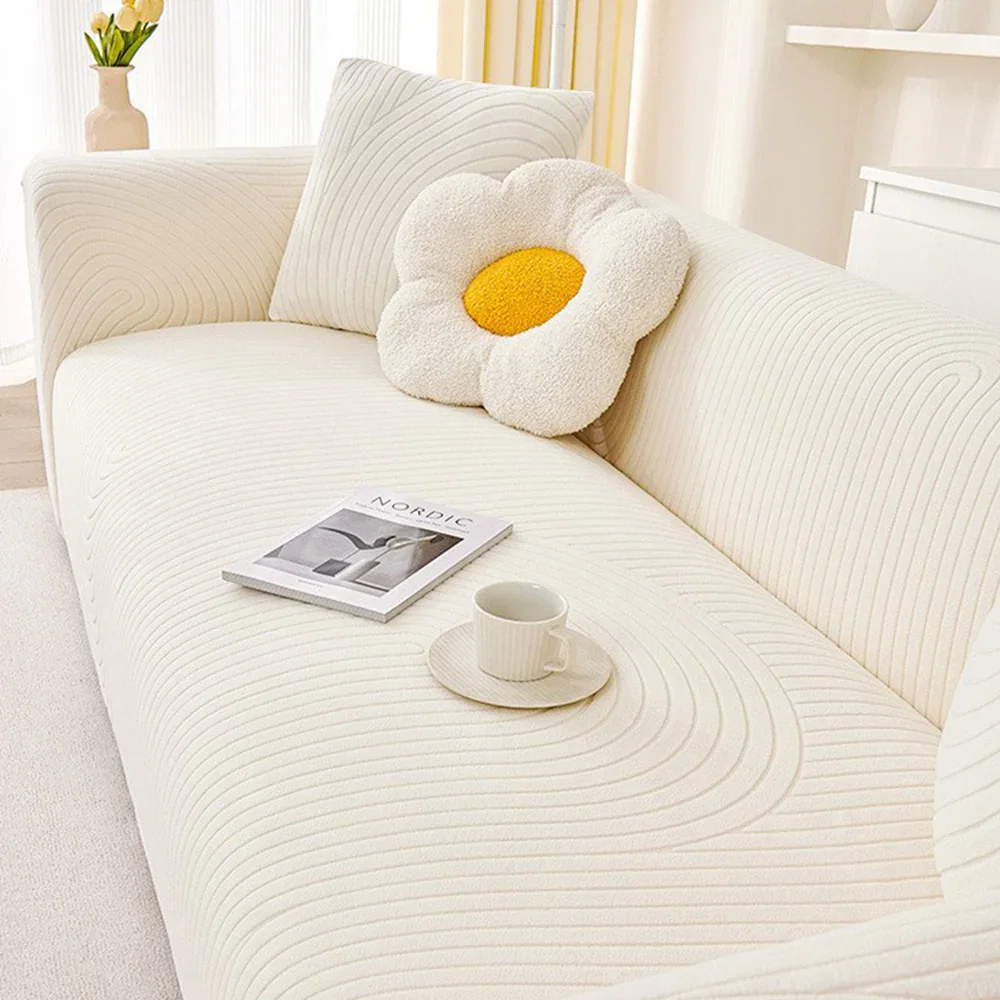  CreamWave Stretch Full-Encasing Sofa Slipcover