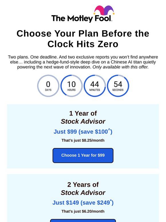 The Motley Fool: Pick Your Plan (Before It’s Too Late) | Milled