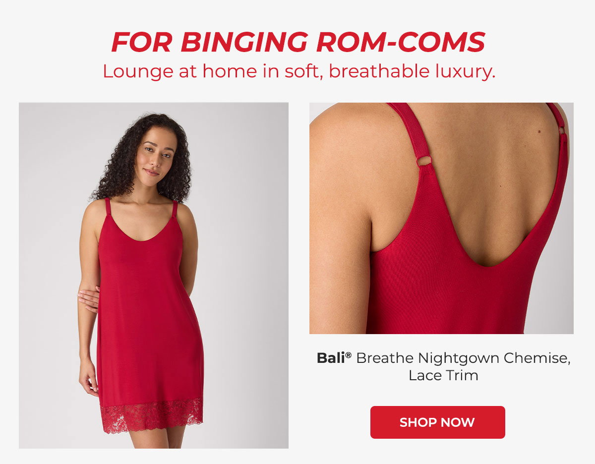 Bali Breathe Nightgown Chemise, Lace Trim