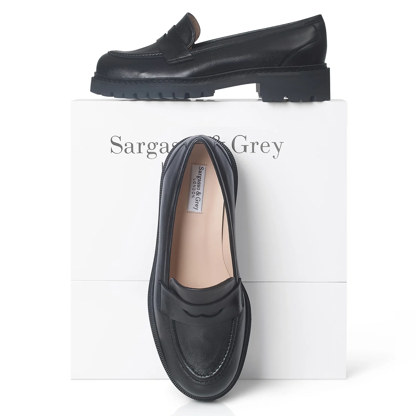 Image of Mia Extra Wide Fit Chunky Loafer - Black Leather