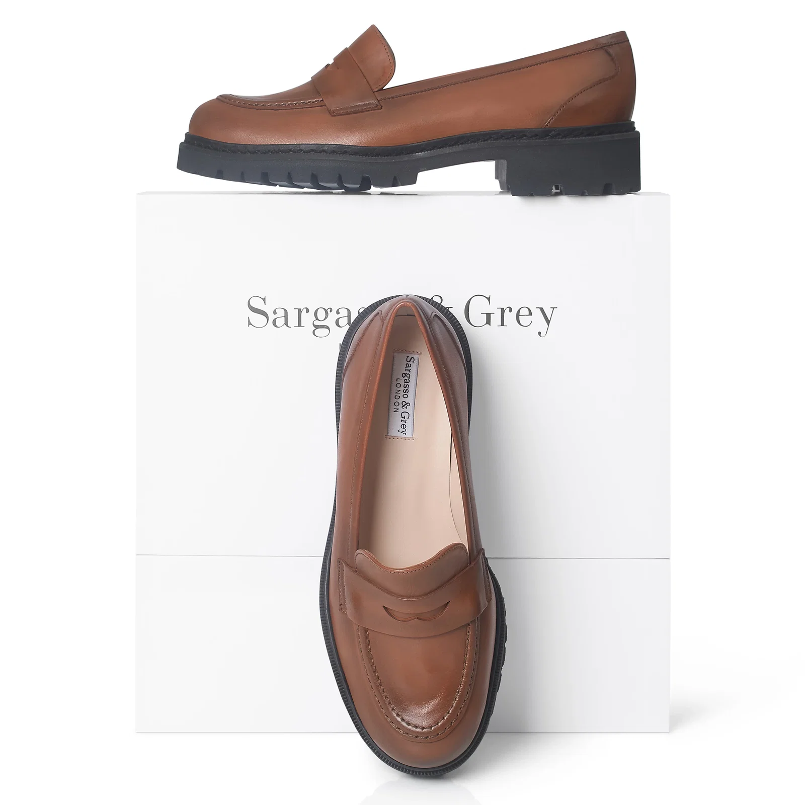 Image of Mia Extra Wide Fit Chunky Loafer - Brown Leather