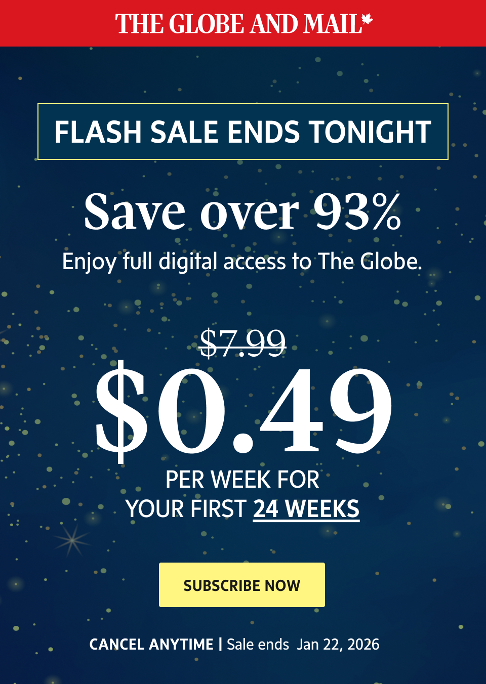 Sale ends tonight! Save over 93%