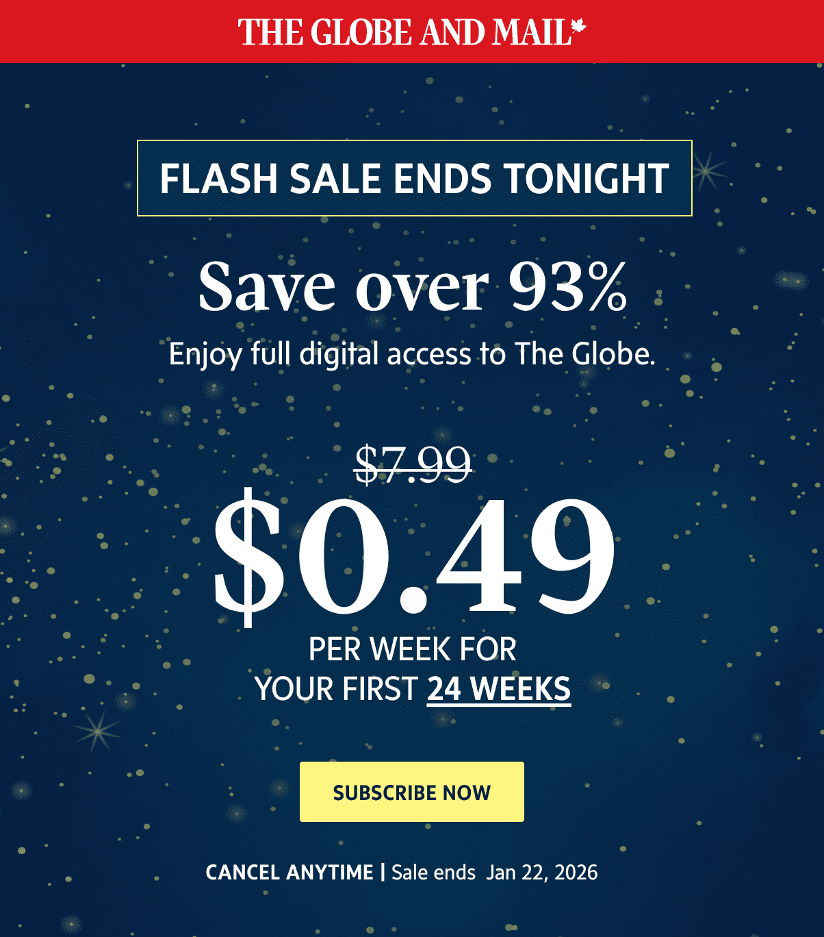 Sale ends tonight! Save over 93%