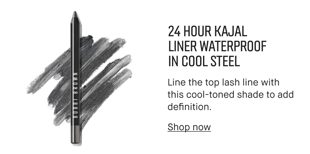 24 HOUR KAJAL LINER WATERPROOF IN COOL STEEL | Line the top lash line with this cool-toned shade to add definition. Shop now 