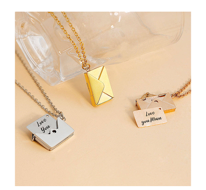 Envelope Pendant Necklace With A Secret Message