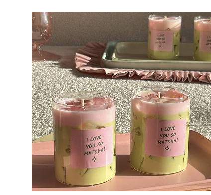 Personalised Strawberry Matcha Latte Candle Gift Box With Free Greeting Card