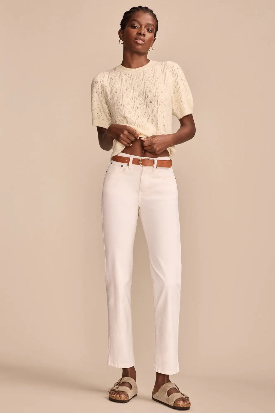 Image of Lucky Brand High Rise Zoe Straight - Women's Pants Denim Straight Leg Jeans in White Lies Wash