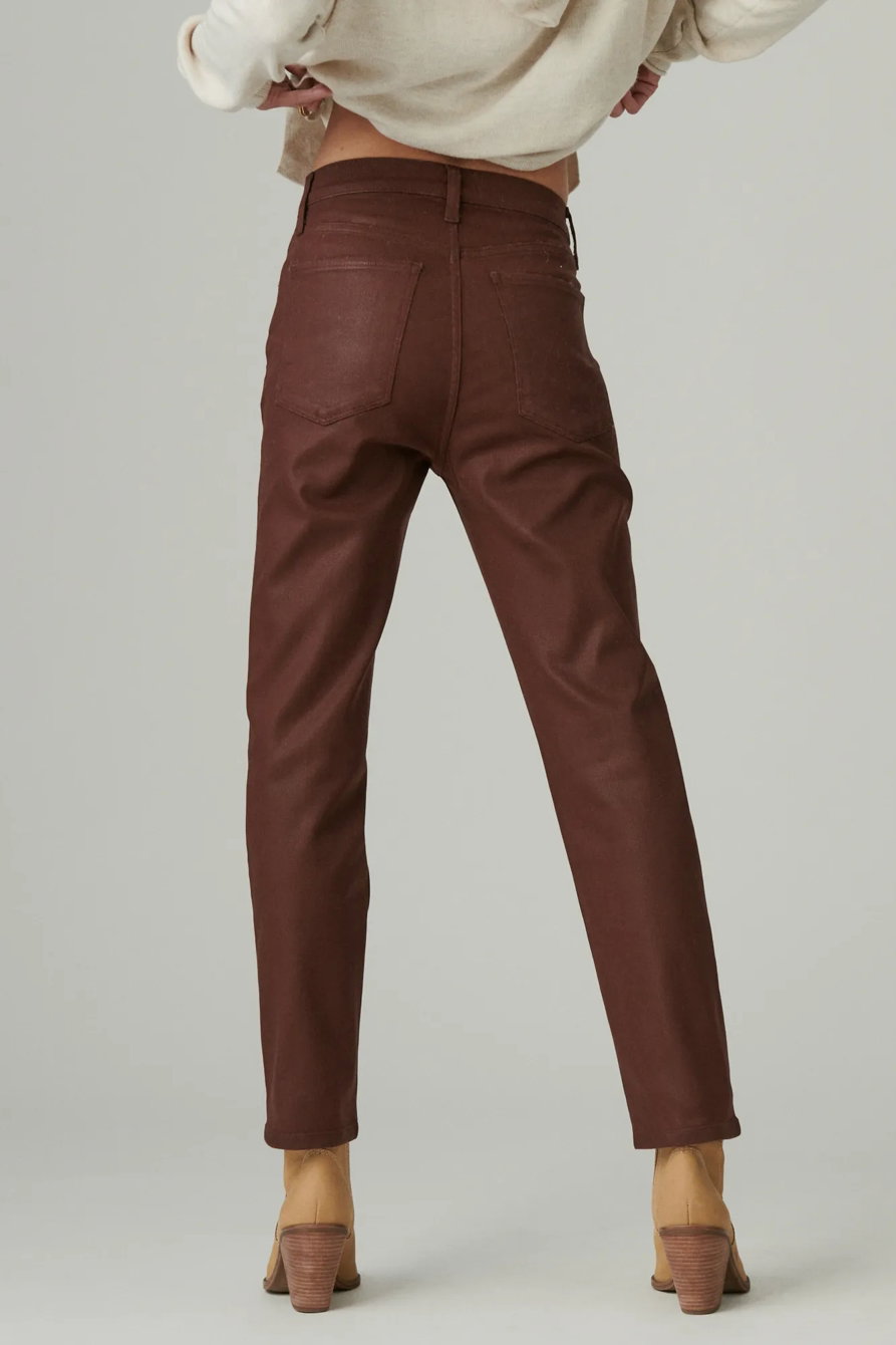 Image of Lucky Brand High Rise Zoe Straight Coated Jean - Women's Pants Denim Straight Leg Jeans in Chianti