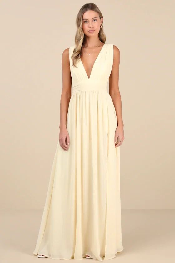 Image of Heavenly Hues Pale Yellow Maxi Dress
