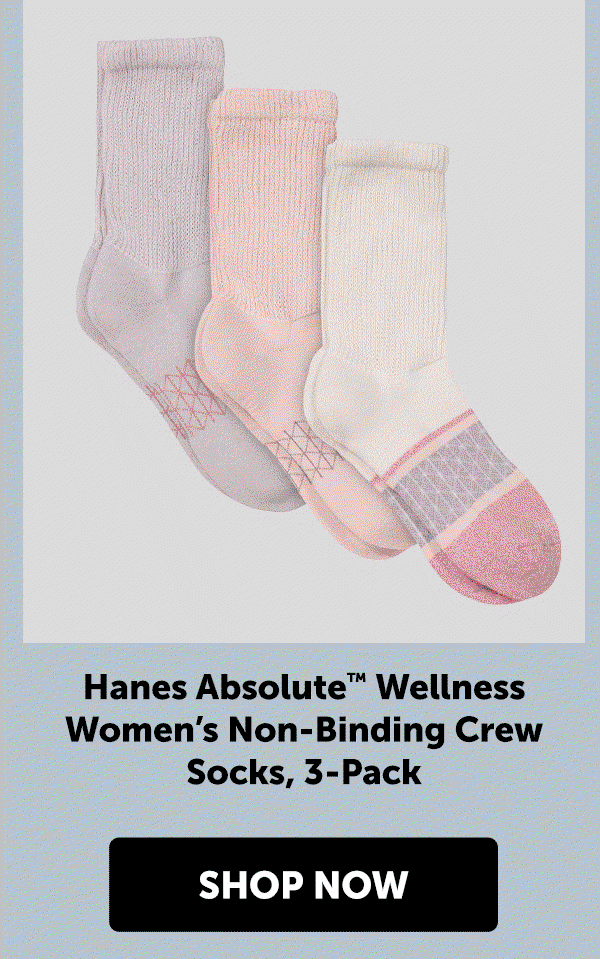 Hanes Absolute Wellness Women’s Non-Binding Crew Socks, 3-Pack
