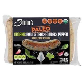 Sabatino’s Paleo Organic Basil & Cracked Black Pepper Smoked Chicken Sausage