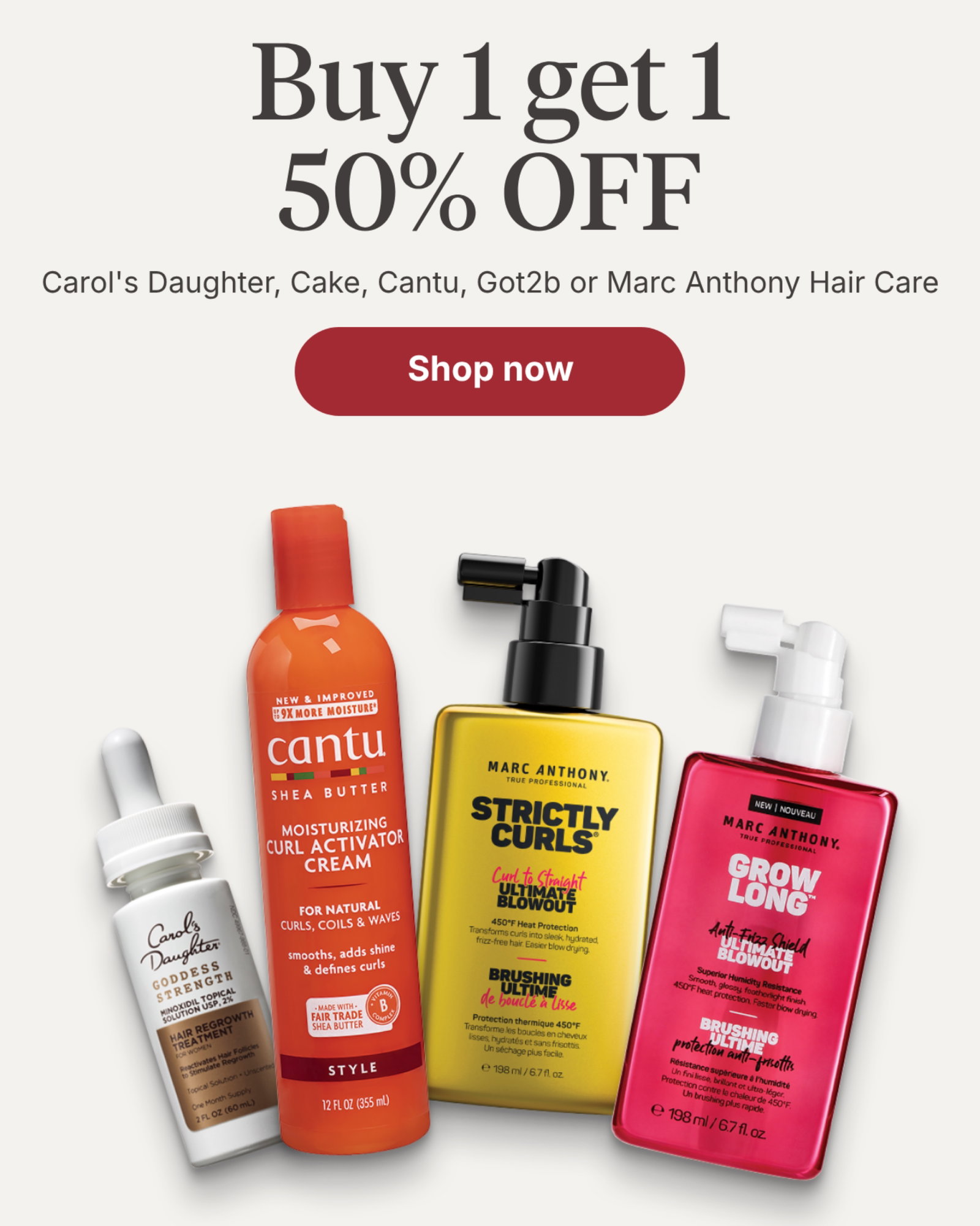 Carol's Daughter, Cake, Cantu, Got2b or Marc Anthony Hair Care