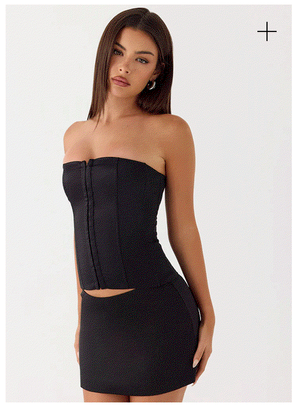 All My Ladies Strapless Corset Top - Black