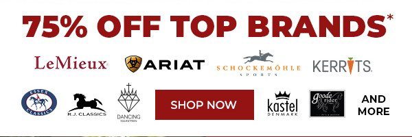 Save 75% Off Top Brands Like LeMieux, Ariat, Schockemöhle, Dancing Equestrian, Essex Classics, Goode Rider, Kerrits & more!