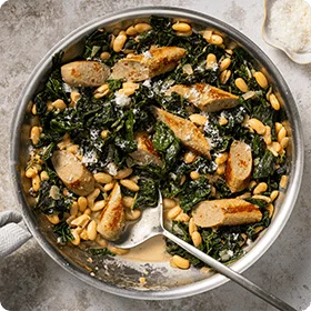 Creamy White Beans and Greens with Chicken Sausage