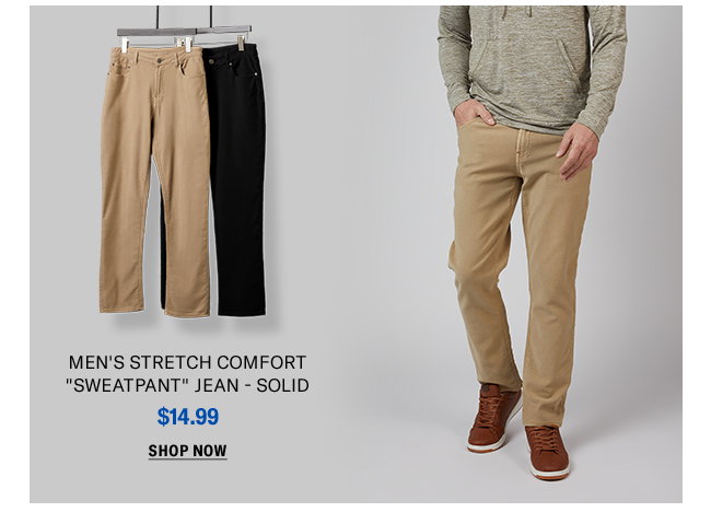 Mens Stretch Comfort Sweatpant Jean - Solid