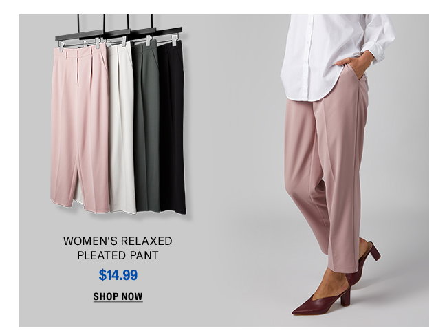 Womens Relaxed Pleated Pant
