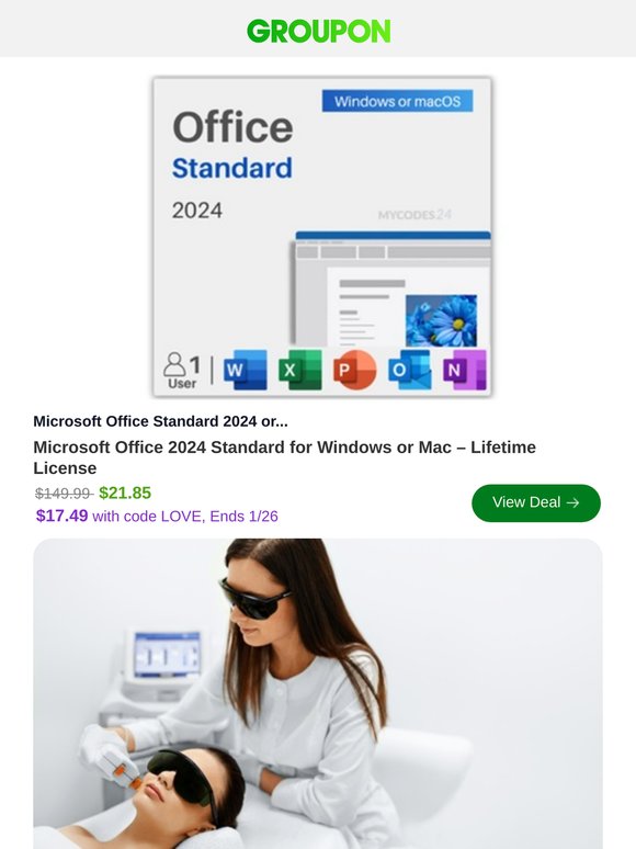 Groupon Microsoft Office 2024 Standard for Windows or Mac Lifetime