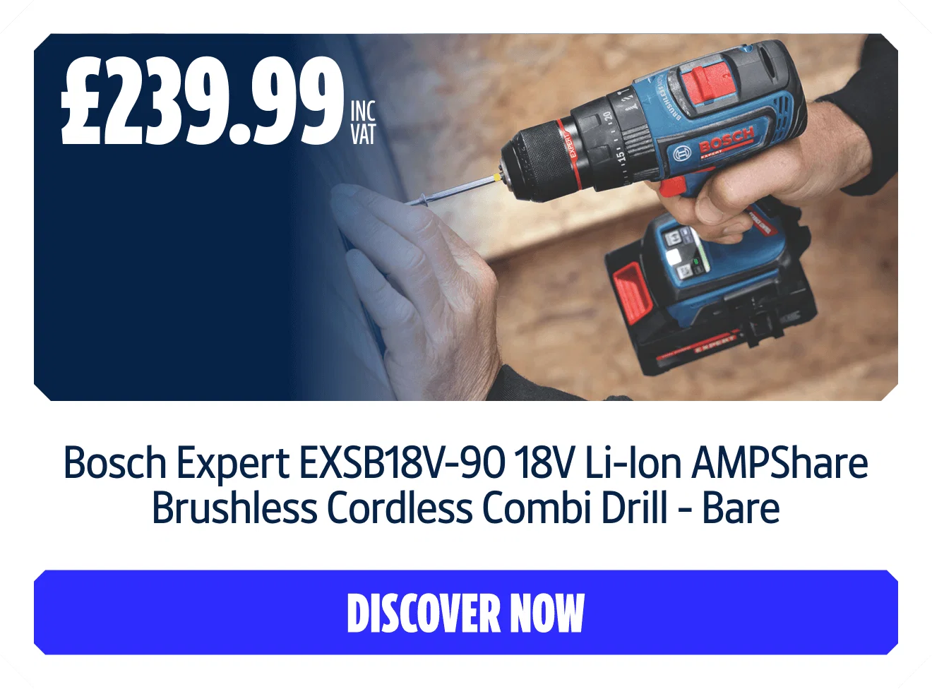 Bosch Professional EXSB18V-90 EXPERT 18V Li-Ion AMPShare Brushless Cordless Combi Drill - Bare. Only £239.99 inc VAT. Shop Now