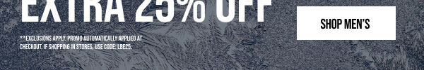 Extra 25% off Shop men's