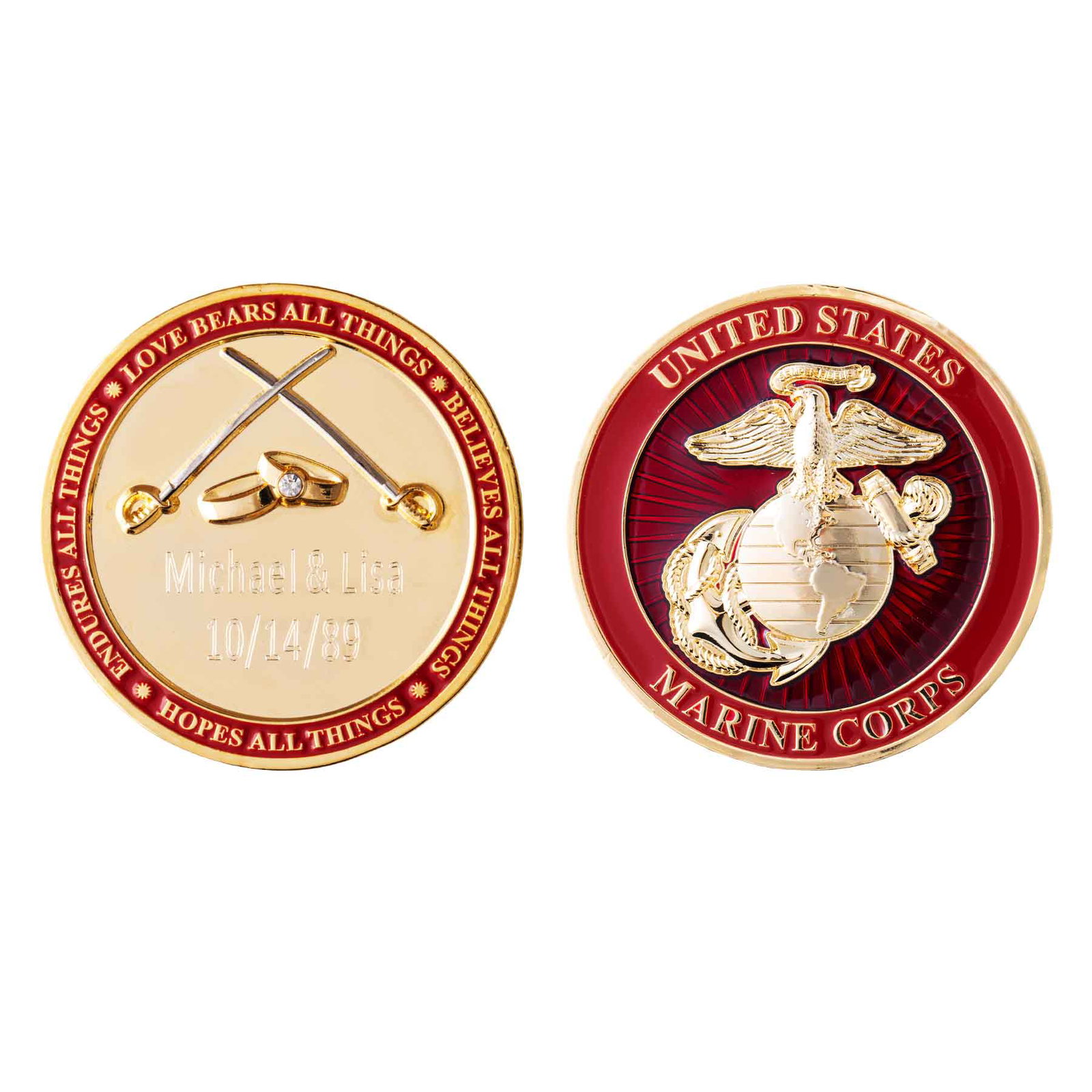 Image of USMC Marine Wedding Engravable Coin
