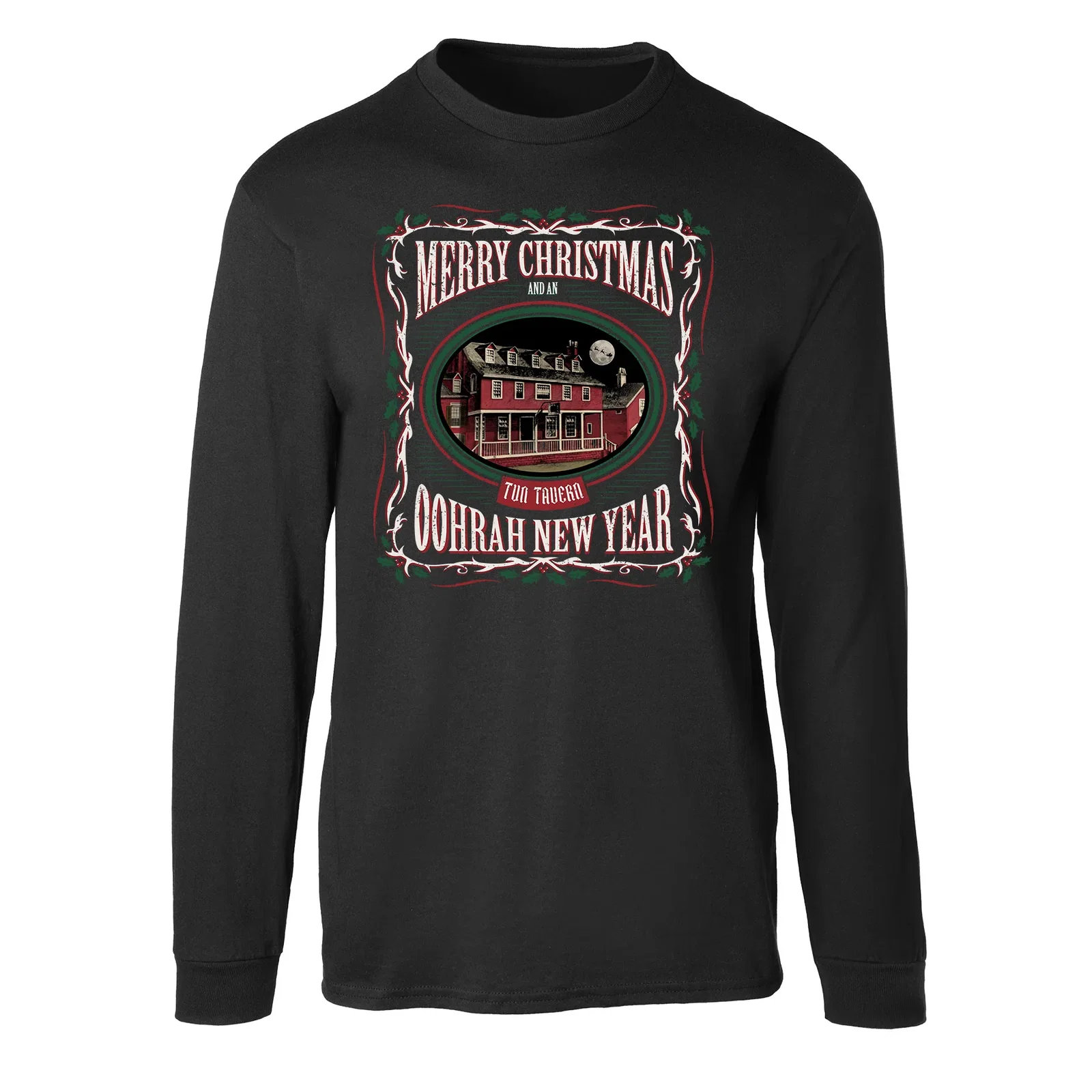Image of USMC Tun Tavern Christmas Long Sleeve T-Shirt- Black
