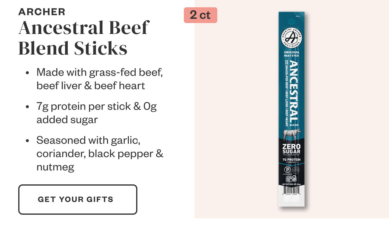 Archer Ancestral Beef Blend Sticks. Get Your Gifts.