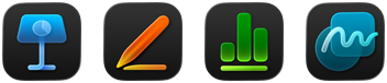 Keynote, Numbers, Pages, and Freeform icons