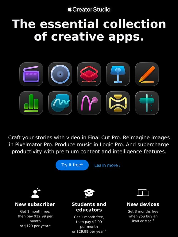 Introducing Apple Creator Studio.