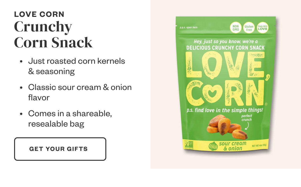 Love Corn Crunchy Corn Snack. Get Your Gifts.