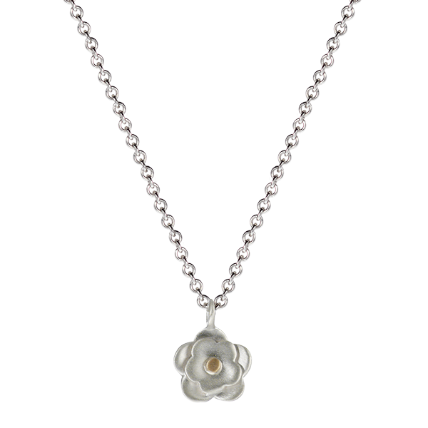 Sterling Silver & 10K Gold Small Double Flower Pendant