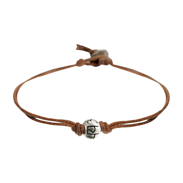 Sterling Silver Fearlessness Bead Bracelet on Natural Cord with Button Closure