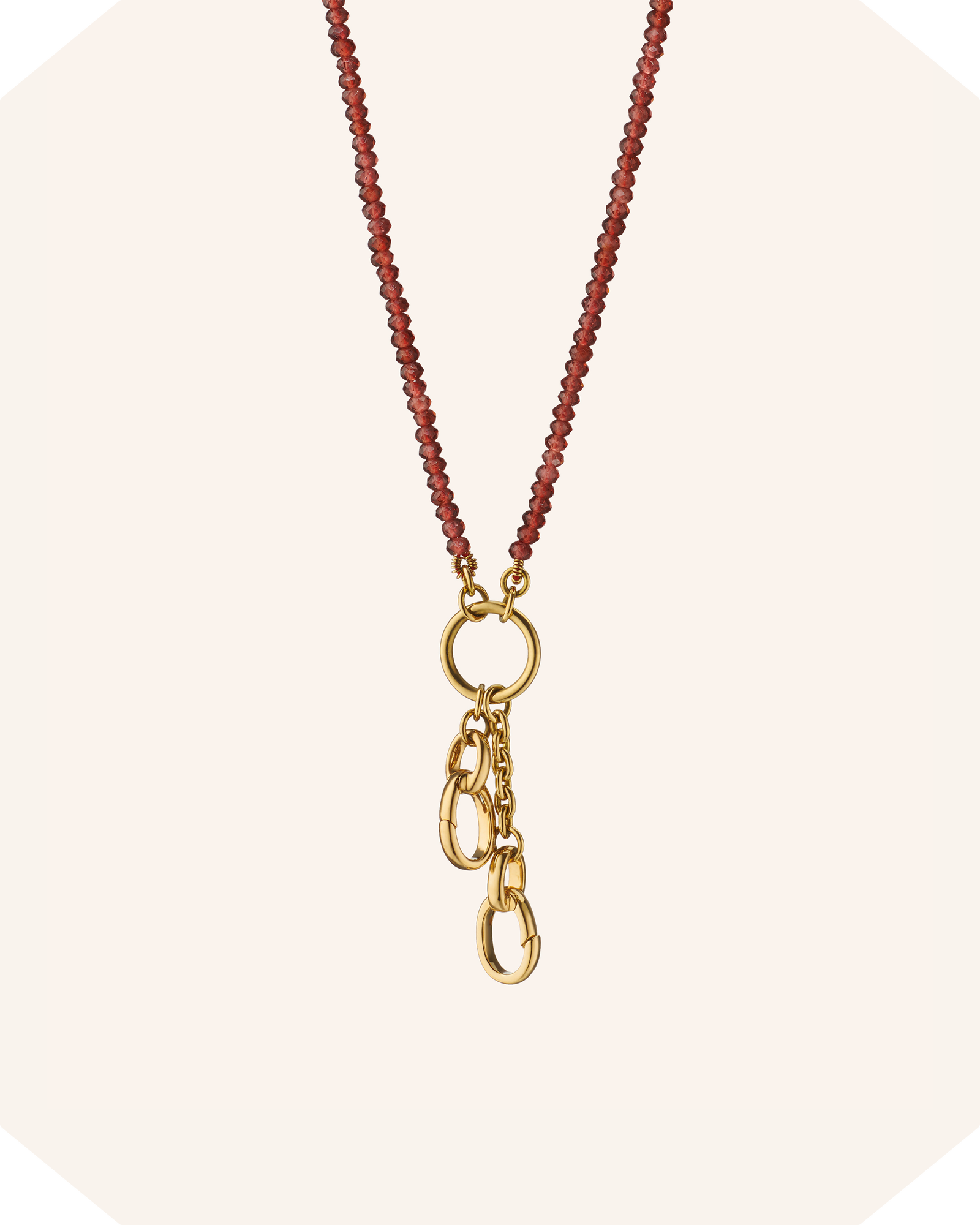18" "Design Your Own" Garnet Charm Chain Necklace, 2 Charm Stations