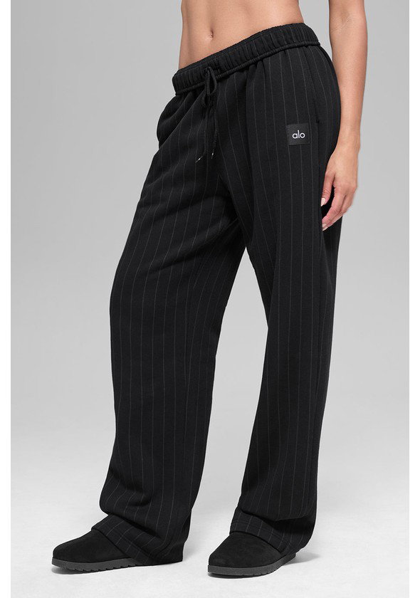 Pinstripe Straight Leg Sweatpant - Black Pinstripe - Black Pinstripe / S