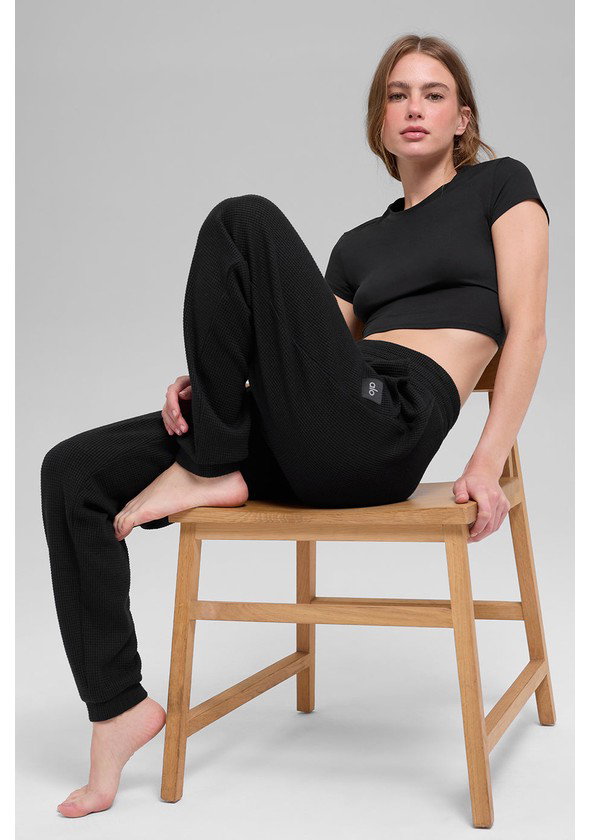 Waffle Weekend Escape Jogger - Black - Black / S