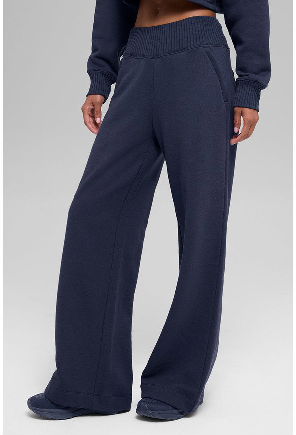Serenity Wide Leg Sweatpant - Navy - Navy / L