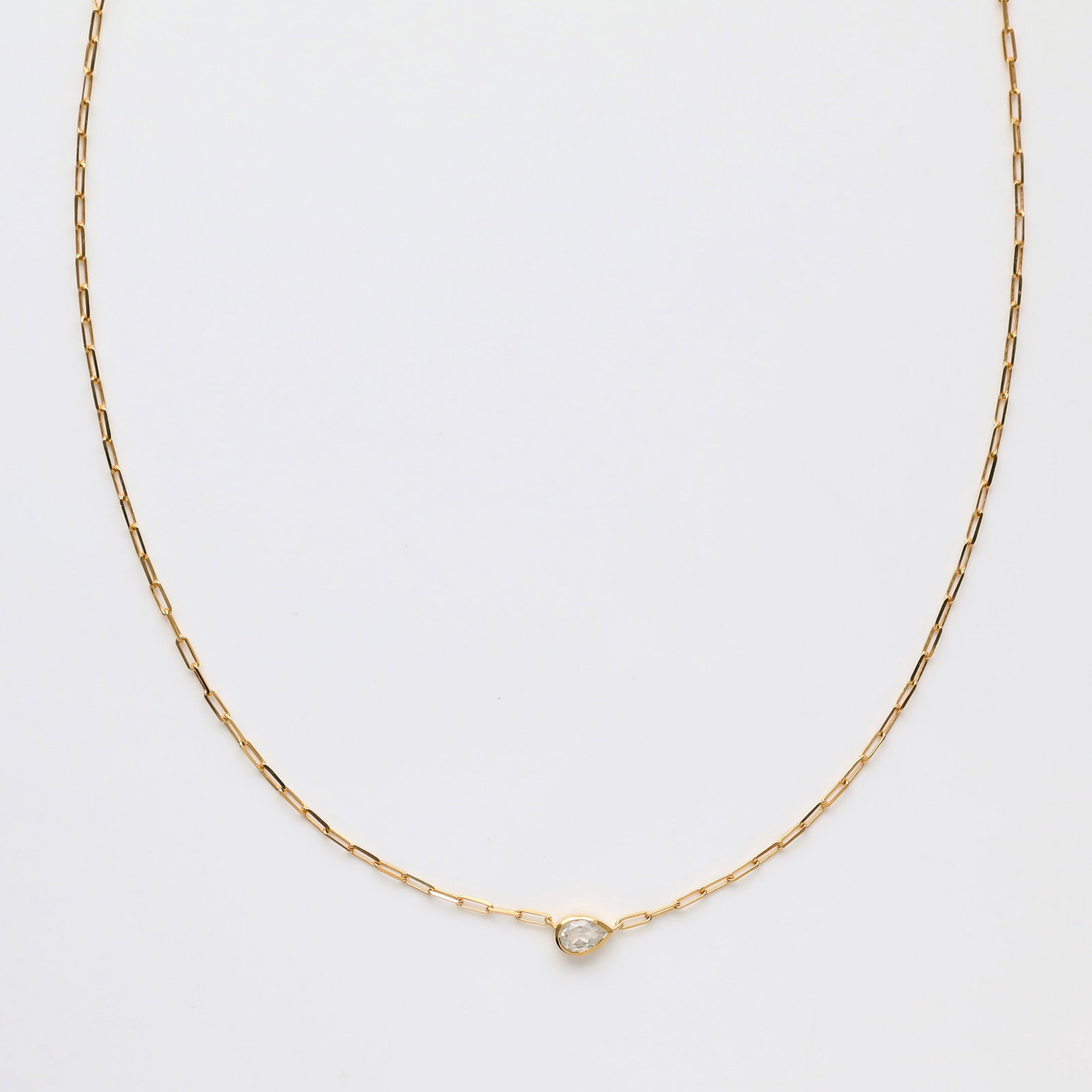 Image of Sapphire Pear Paperclip Necklace