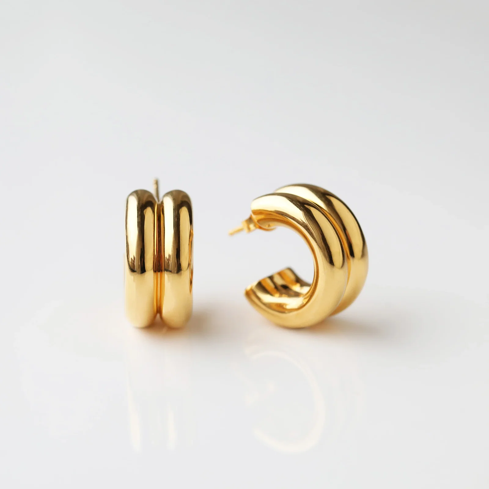 Image of Chunky Double Hoop Earrings