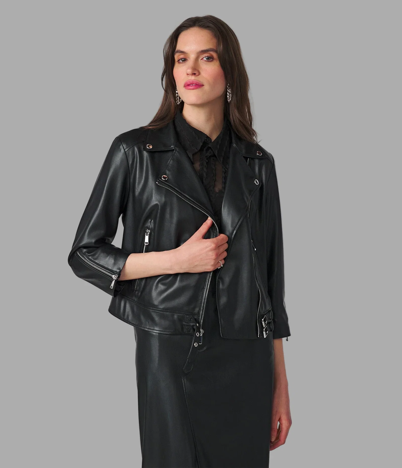 Image of Demi Faux Leather Moto Jacket
