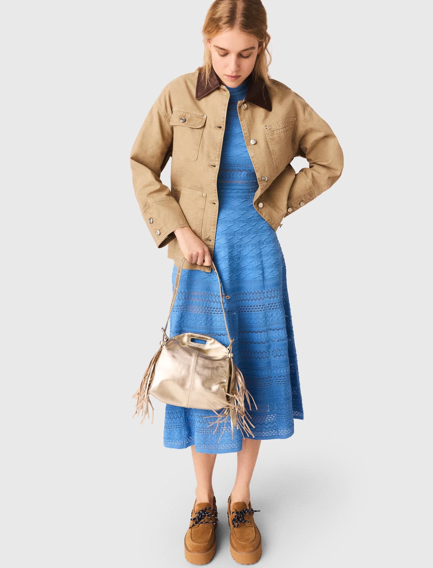 Veste en denim avec dos plissé