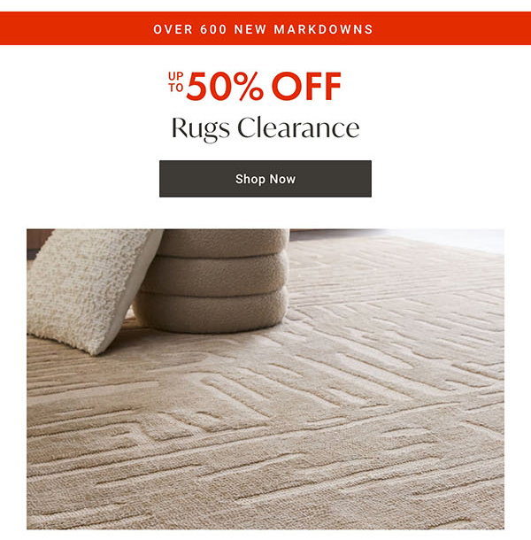 Up to 50% Off Rugs Clearance | Shop Now >