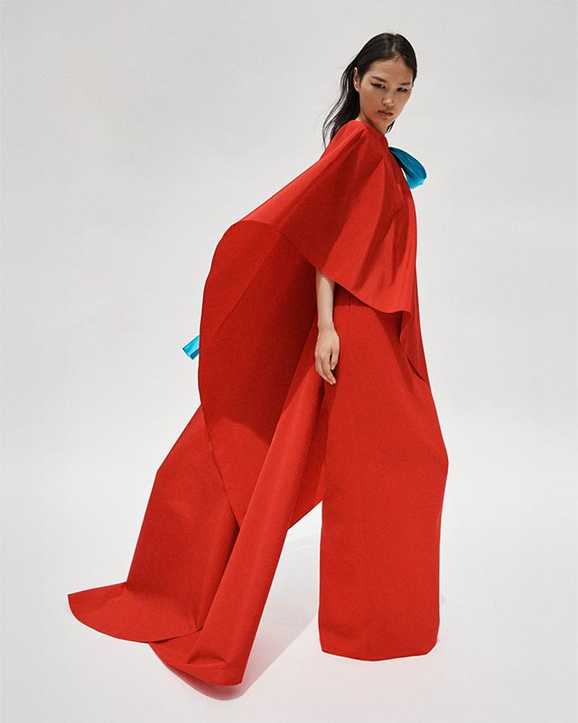 Column Gown with Cape